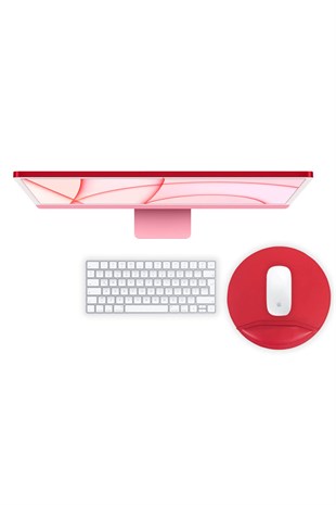 Kırmızı Vegan Deri Bilek Destekli Mousepad