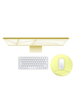 Sarı Vegan Deri Bilek Destekli Mousepad