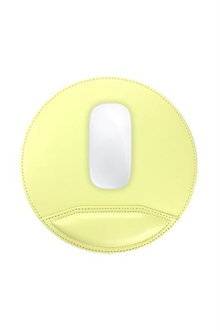 Sarı Vegan Deri Bilek Destekli Mousepad M052105